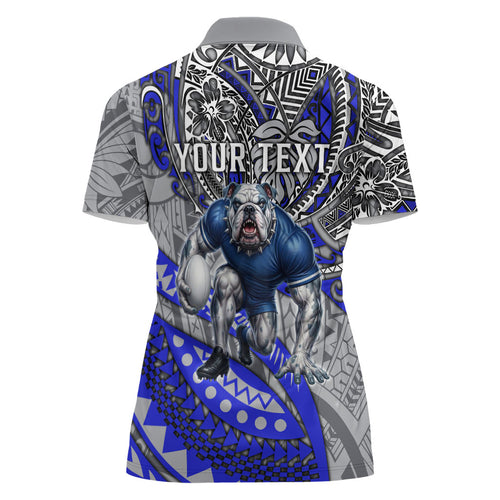 Personalised Canterbury-Bankstown Bulldogs Women Polo Shirt Polynesian Tribal Art Style With Powerful Bulldog Mascot