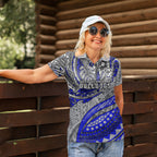 Personalised Canterbury-Bankstown Bulldogs Women Polo Shirt Polynesian Tribal Art Style With Powerful Bulldog Mascot
