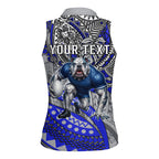 Personalised Canterbury-Bankstown Bulldogs Women Sleeveless Polo Shirt Polynesian Tribal Art Style With Powerful Bulldog Mascot