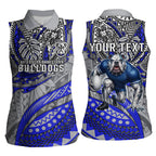 Personalised Canterbury-Bankstown Bulldogs Women Sleeveless Polo Shirt Polynesian Tribal Art Style With Powerful Bulldog Mascot