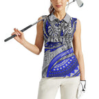 Personalised Canterbury-Bankstown Bulldogs Women Sleeveless Polo Shirt Polynesian Tribal Art Style With Powerful Bulldog Mascot