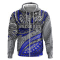 Personalised Canterbury-Bankstown Bulldogs Zip Hoodie Polynesian Tribal Art Style With Powerful Bulldog Mascot