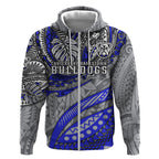 Personalised Canterbury-Bankstown Bulldogs Zip Hoodie Polynesian Tribal Art Style With Powerful Bulldog Mascot