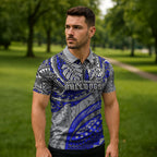 Personalised Canterbury-Bankstown Bulldogs Zipper Polo Shirt Polynesian Tribal Art Style With Powerful Bulldog Mascot