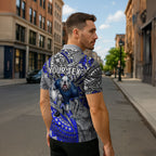 Personalised Canterbury-Bankstown Bulldogs Zipper Polo Shirt Polynesian Tribal Art Style With Powerful Bulldog Mascot