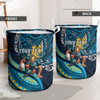 Personalised Gold Coast Titans Laundry Basket Polynesian Tribal Art Style With Spartan Titan Mascot
