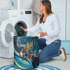 Personalised Gold Coast Titans Laundry Basket Polynesian Tribal Art Style With Spartan Titan Mascot