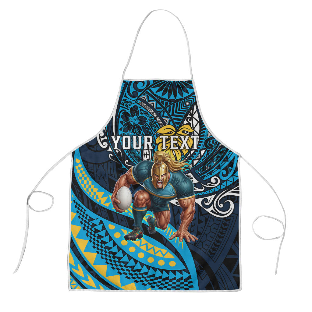 Personalised Gold Coast Titans Apron Polynesian Tribal Art Style With Spartan Titan Mascot