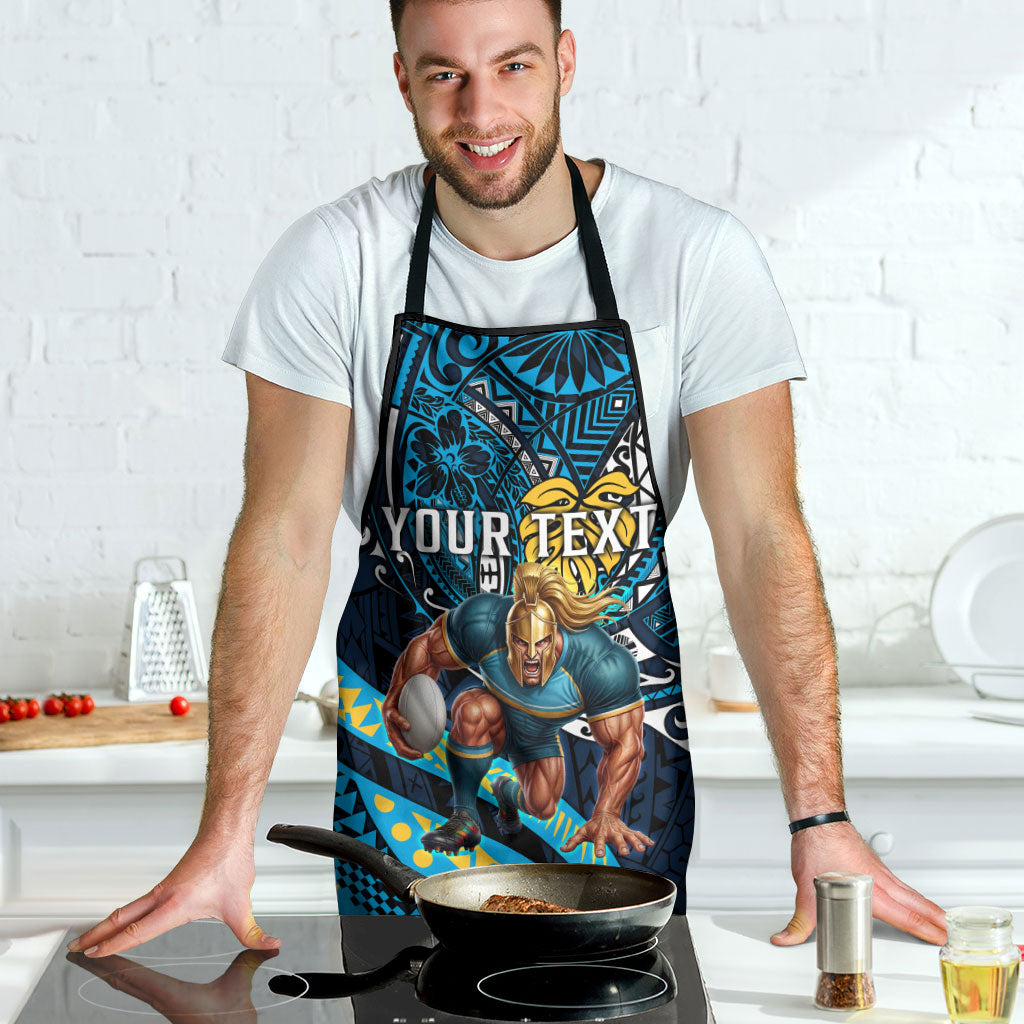 Personalised Gold Coast Titans Apron Polynesian Tribal Art Style With Spartan Titan Mascot