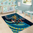 Personalised Gold Coast Titans Area Rug Polynesian Tribal Art Style With Spartan Titan Mascot