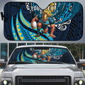 Personalised Gold Coast Titans Auto Sun Shade Polynesian Tribal Art Style With Spartan Titan Mascot