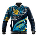 Personalised Gold Coast Titans Baseball Jacket Polynesian Tribal Art Style With Spartan Titan Mascot