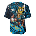 Personalised Gold Coast Titans Baseball Jersey Polynesian Tribal Art Style With Spartan Titan Mascot