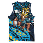 Personalised Gold Coast Titans Basketball Jersey Polynesian Tribal Art Style With Spartan Titan Mascot