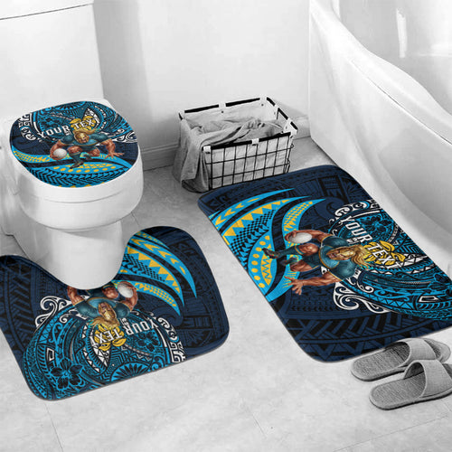 Personalised Gold Coast Titans Bathroom Set Polynesian Tribal Art Style With Spartan Titan Mascot