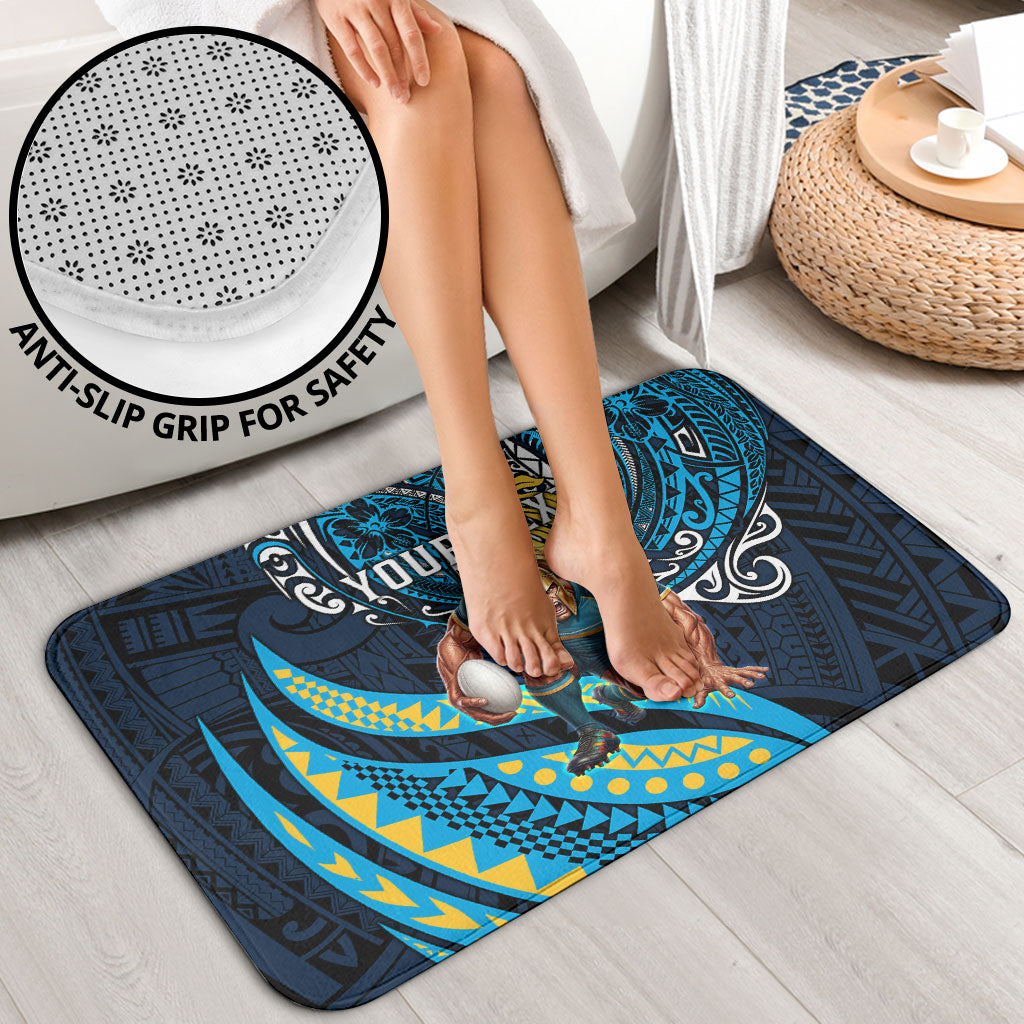 Personalised Gold Coast Titans Bathroom Set Polynesian Tribal Art Style With Spartan Titan Mascot