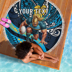 Personalised Gold Coast Titans Beach Blanket Polynesian Tribal Art Style With Spartan Titan Mascot