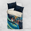 Personalised Gold Coast Titans Bedding Set Polynesian Tribal Art Style With Spartan Titan Mascot