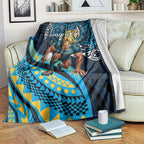 Personalised Gold Coast Titans Blanket Polynesian Tribal Art Style With Spartan Titan Mascot