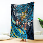 Personalised Gold Coast Titans Blanket Polynesian Tribal Art Style With Spartan Titan Mascot