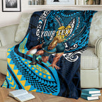 Personalised Gold Coast Titans Blanket Polynesian Tribal Art Style With Spartan Titan Mascot