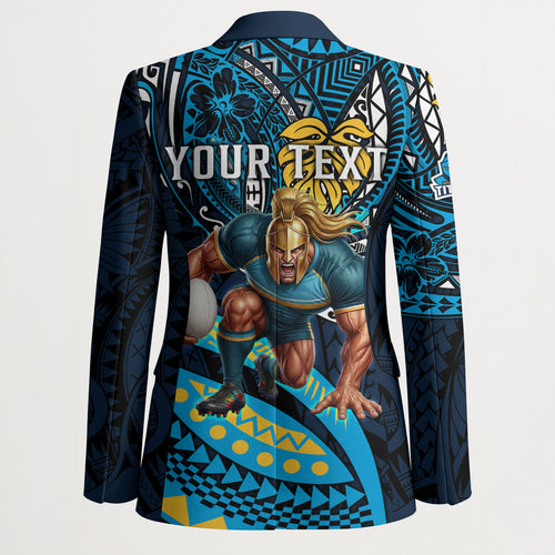 Personalised Gold Coast Titans Blazer Polynesian Tribal Art Style With Spartan Titan Mascot