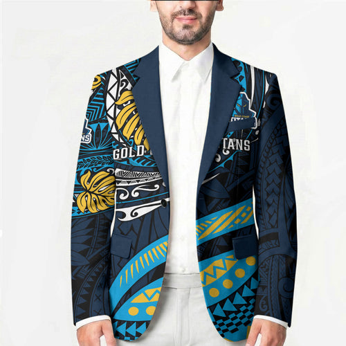 Personalised Gold Coast Titans Blazer Polynesian Tribal Art Style With Spartan Titan Mascot