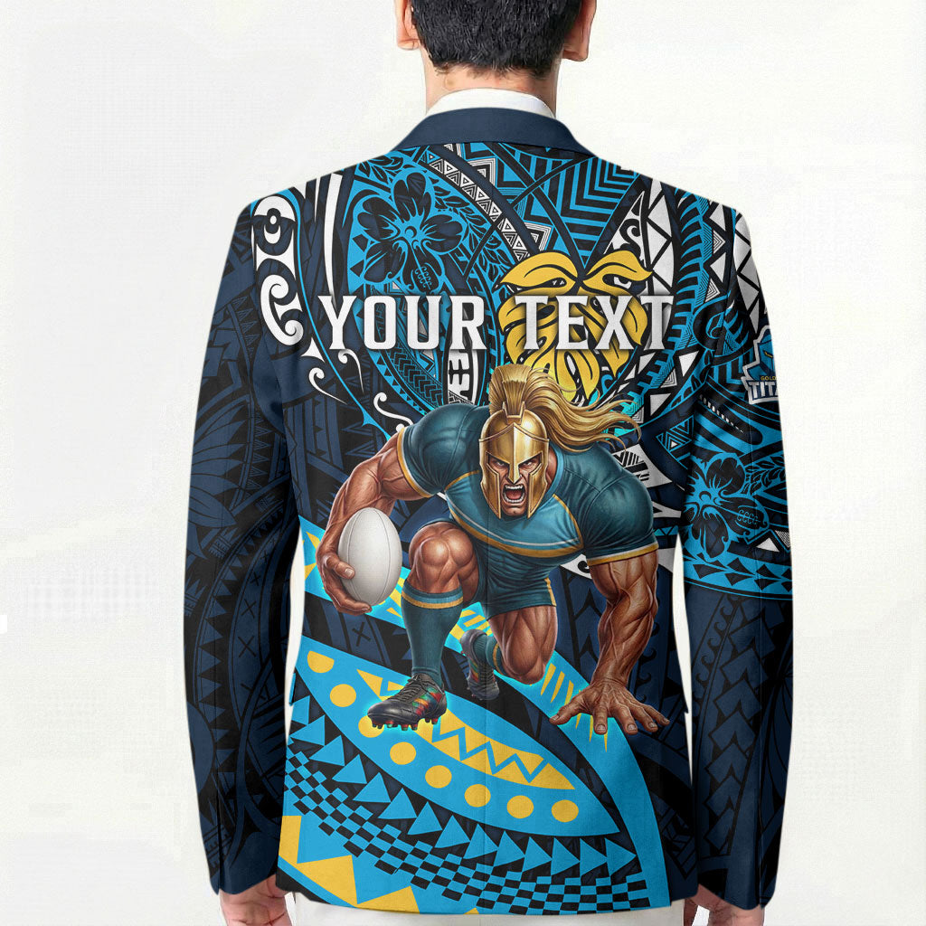 Personalised Gold Coast Titans Blazer Polynesian Tribal Art Style With Spartan Titan Mascot