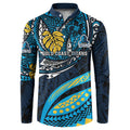 Personalised Gold Coast Titans Button Sweatshirt Polynesian Tribal Art Style With Spartan Titan Mascot