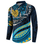Personalised Gold Coast Titans Button Sweatshirt Polynesian Tribal Art Style With Spartan Titan Mascot
