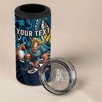 Personalised Gold Coast Titans 4 in 1 Can Cooler Tumbler Polynesian Tribal Art Style With Spartan Titan Mascot