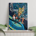 Personalised Gold Coast Titans Canvas Wall Art Polynesian Tribal Art Style With Spartan Titan Mascot