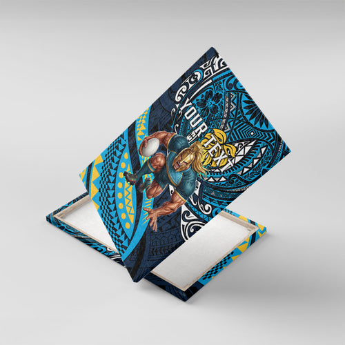 Personalised Gold Coast Titans Canvas Wall Art Polynesian Tribal Art Style With Spartan Titan Mascot