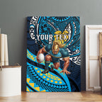 Personalised Gold Coast Titans Canvas Wall Art Polynesian Tribal Art Style With Spartan Titan Mascot