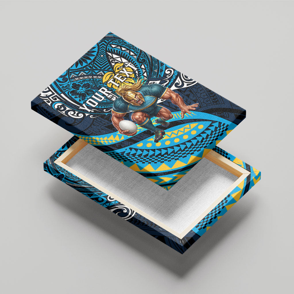 Personalised Gold Coast Titans Canvas Wall Art Polynesian Tribal Art Style With Spartan Titan Mascot