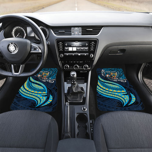 Personalised Gold Coast Titans Car Mats Polynesian Tribal Art Style With Spartan Titan Mascot