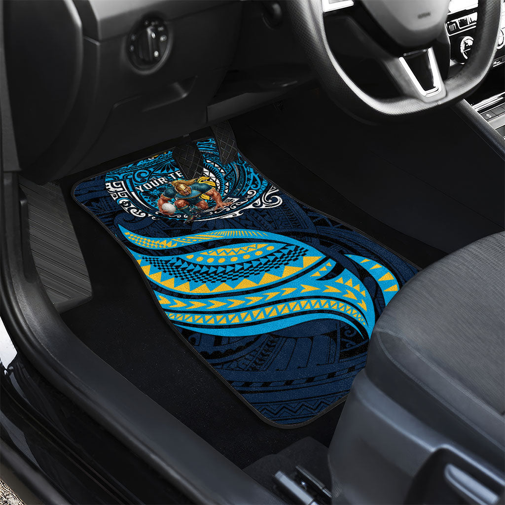 Personalised Gold Coast Titans Car Mats Polynesian Tribal Art Style With Spartan Titan Mascot