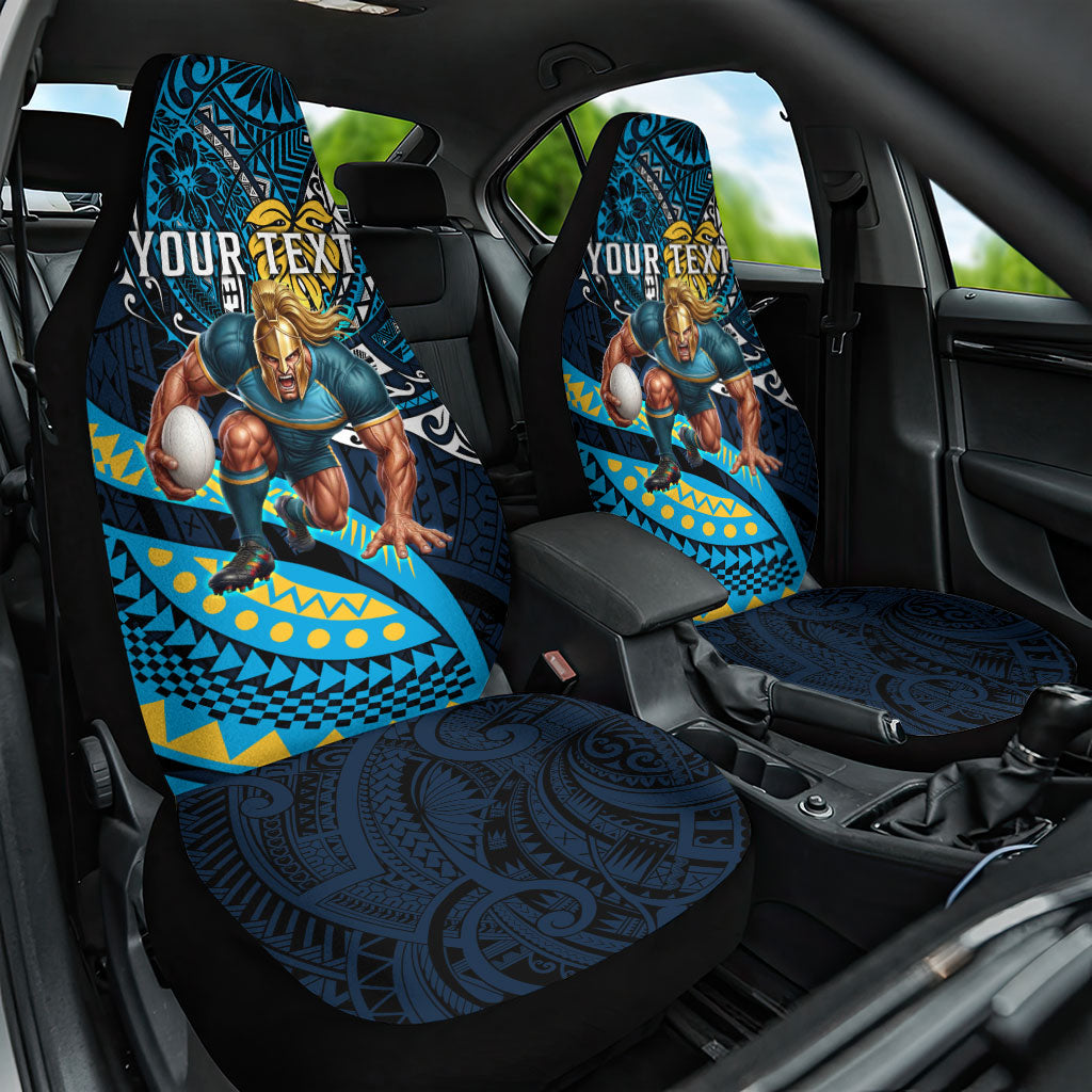 Personalised Gold Coast Titans Car Seat Cover Polynesian Tribal Art Style With Spartan Titan Mascot