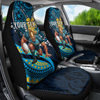 Personalised Gold Coast Titans Car Seat Cover Polynesian Tribal Art Style With Spartan Titan Mascot