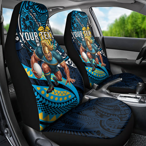 Personalised Gold Coast Titans Car Seat Cover Polynesian Tribal Art Style With Spartan Titan Mascot