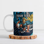 Personalised Gold Coast Titans Ceramic Mug Polynesian Tribal Art Style With Spartan Titan Mascot