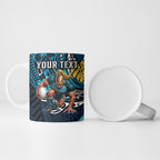 Personalised Gold Coast Titans Ceramic Mug Polynesian Tribal Art Style With Spartan Titan Mascot