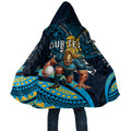 Personalised Gold Coast Titans Cloak Polynesian Tribal Art Style With Spartan Titan Mascot