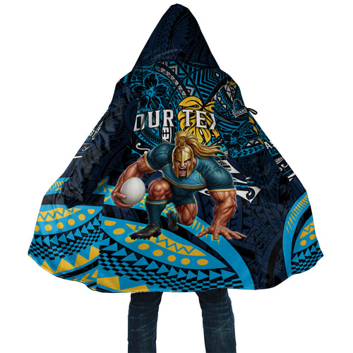 Personalised Gold Coast Titans Cloak Polynesian Tribal Art Style With Spartan Titan Mascot