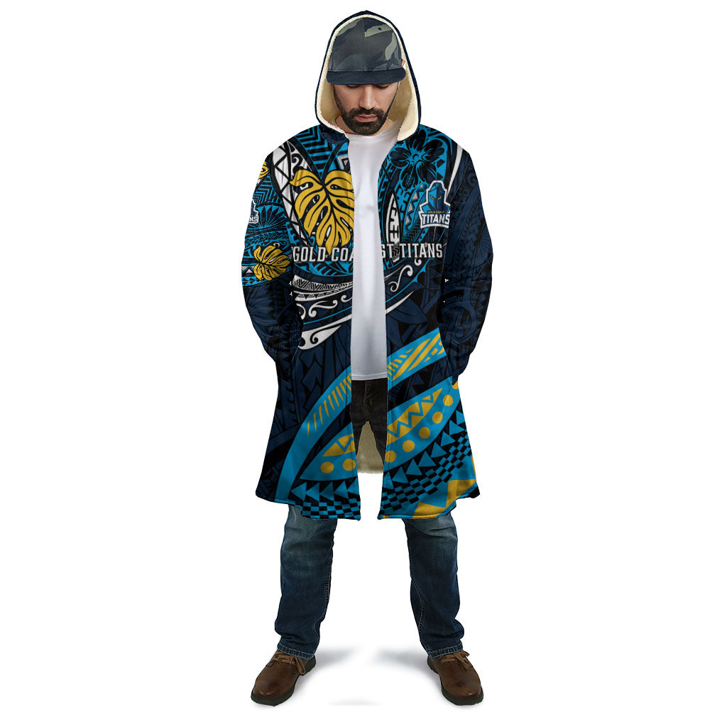 Personalised Gold Coast Titans Cloak Polynesian Tribal Art Style With Spartan Titan Mascot