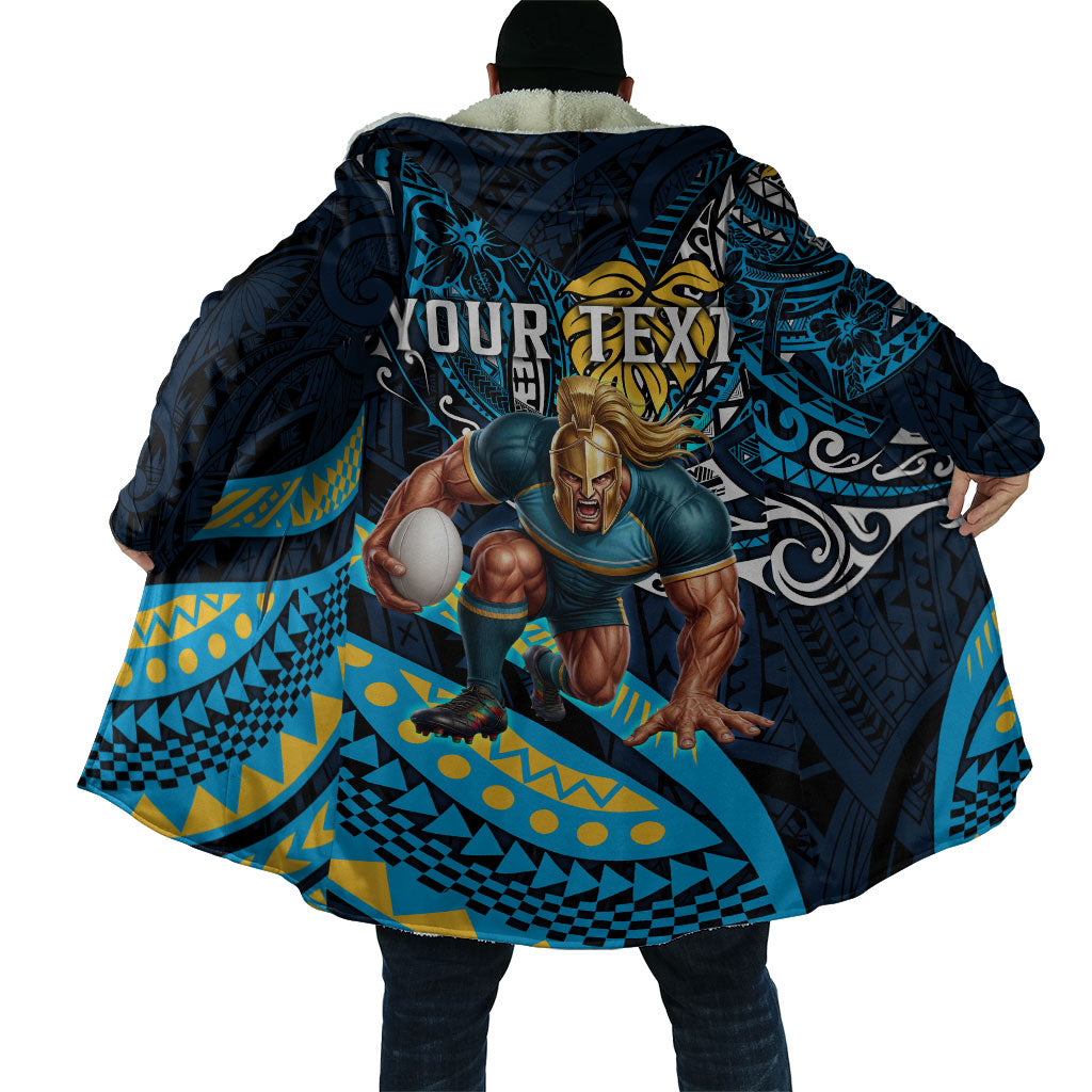 Personalised Gold Coast Titans Cloak Polynesian Tribal Art Style With Spartan Titan Mascot