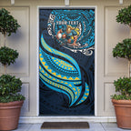Personalised Gold Coast Titans Door Cover Polynesian Tribal Art Style With Spartan Titan Mascot