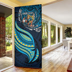 Personalised Gold Coast Titans Door Cover Polynesian Tribal Art Style With Spartan Titan Mascot