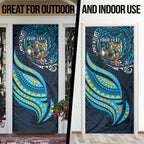 Personalised Gold Coast Titans Door Cover Polynesian Tribal Art Style With Spartan Titan Mascot