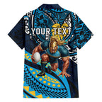 Personalised Gold Coast Titans Family Matching Tank Maxi Dress and Hawaiian Shirt Polynesian Tribal Art Style With Spartan Titan Mascot